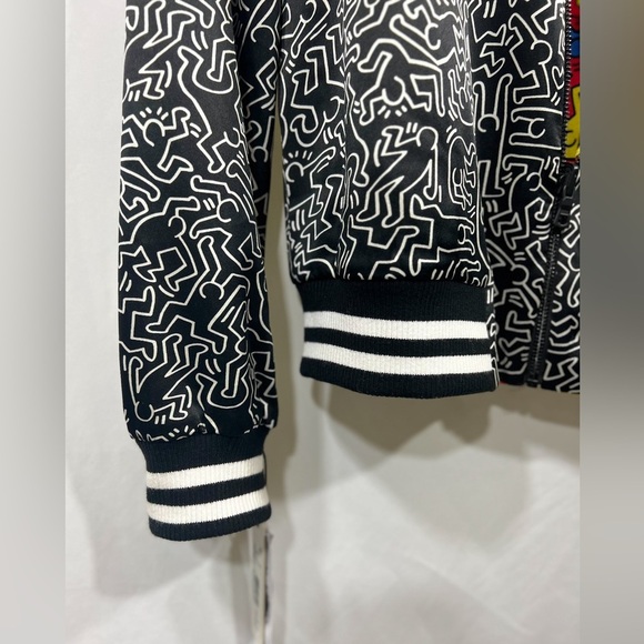 NWT Alice+Olivia x Keith Haring-Multicolor Reversible SILK Bomber Jacket Size: M - Picture 2 of 8